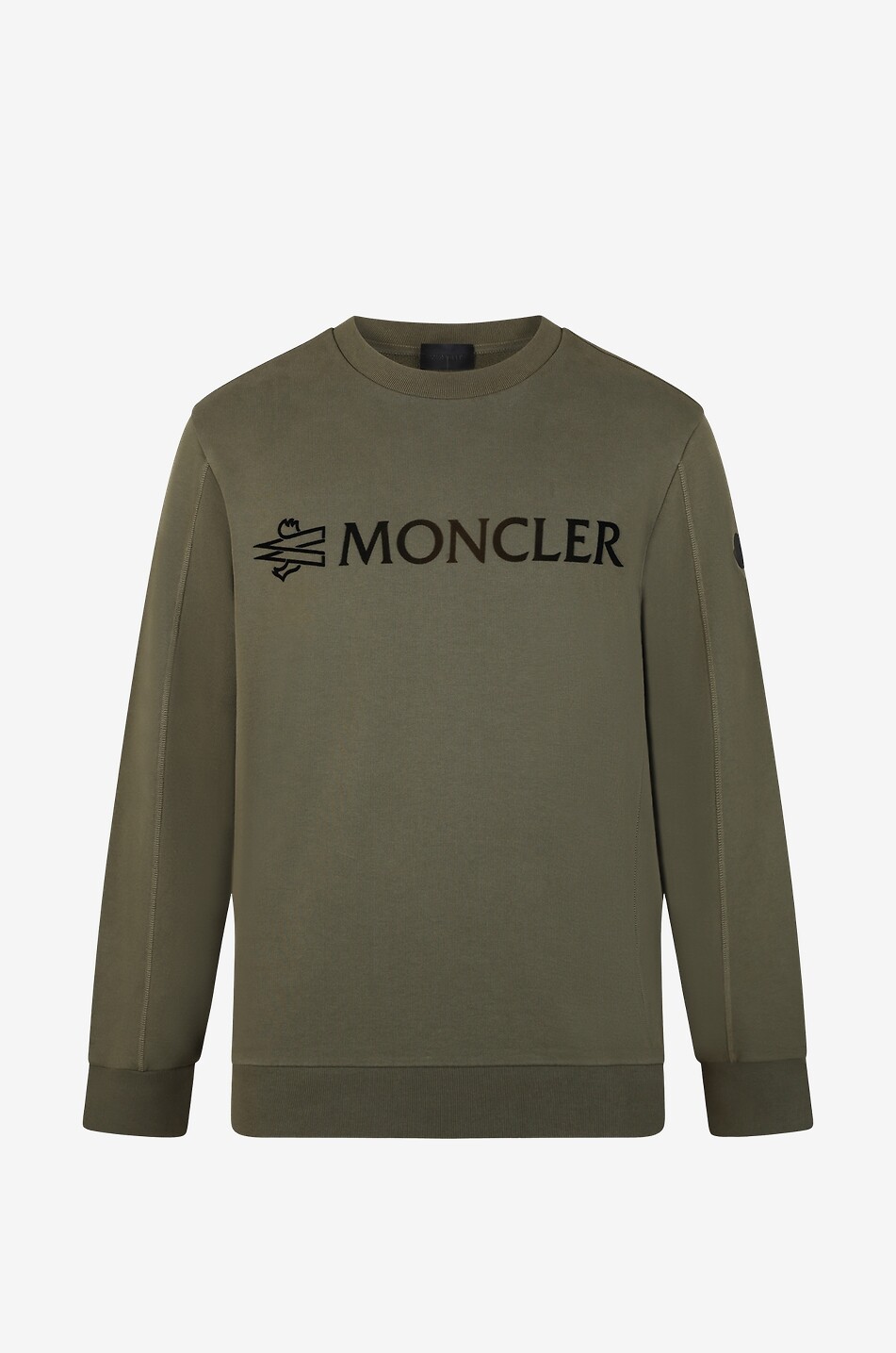 Matt Black flock logo adorned crewneck sweatshirt MONCLER Bongenie