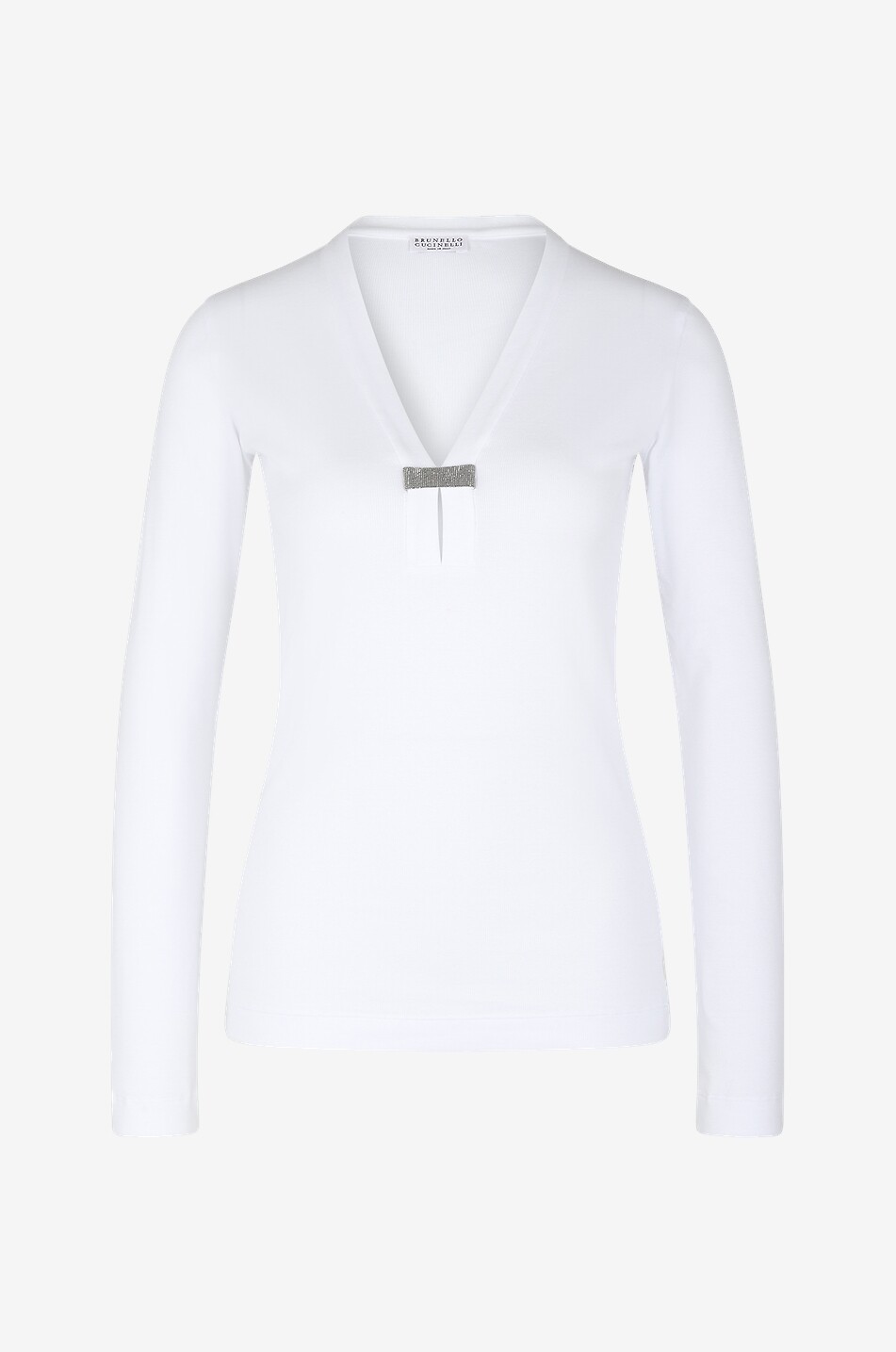 Langarm-T-Shirt mit V-Ausschnitt und Glitzerdetail