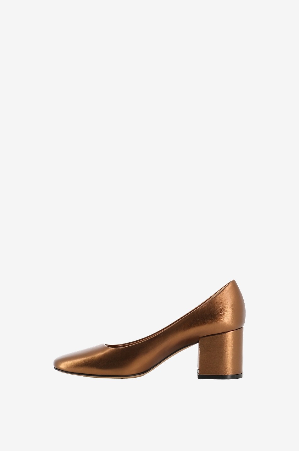 Metallic-Pumps mit Blockabsatz und quadratsicher Spitze