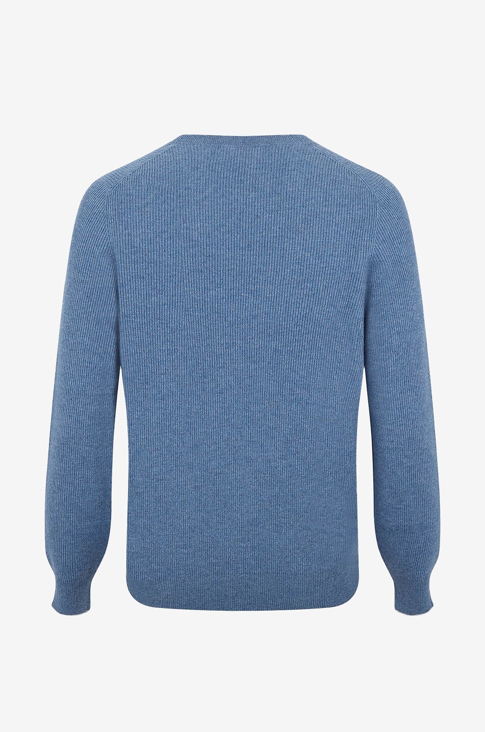 BRUNELLO CUCINELLI Pull côtelé à col rond en cachemire Homme BLEU MOYEN 2