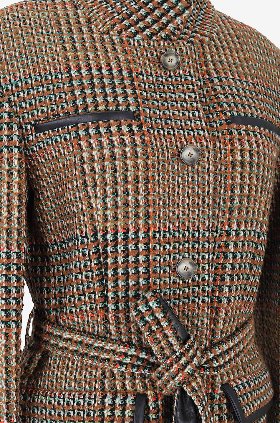 Halblanger karierter Tweedmantel