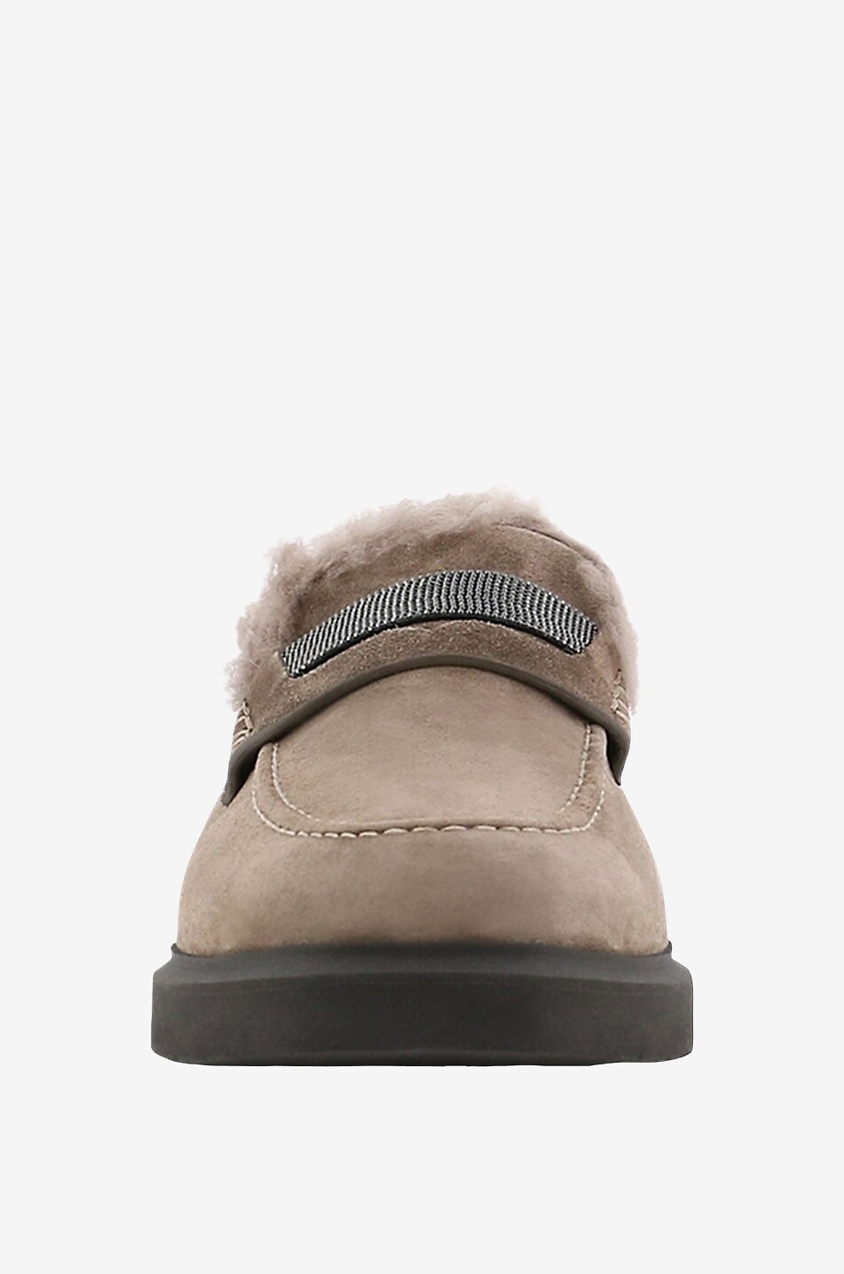 BRUNELLO CUCINELLI Shearling lined suede penny loafers Women MEDIUM BROWN 2