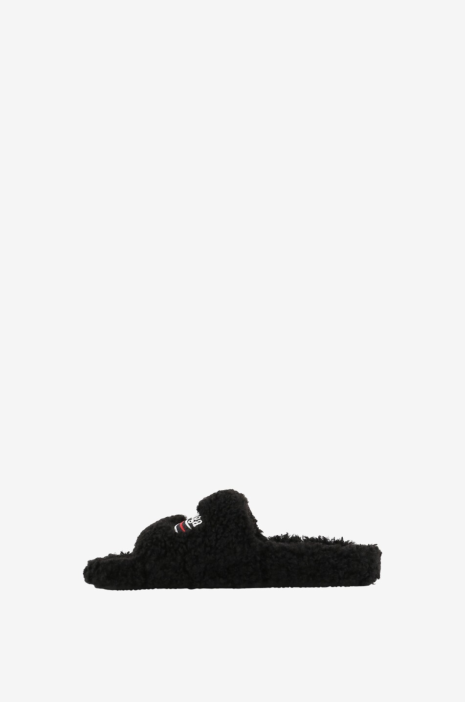 BALENCIAGA Mules plates duveteuses Furry Slide Political Campaign Femme NOIR 3
