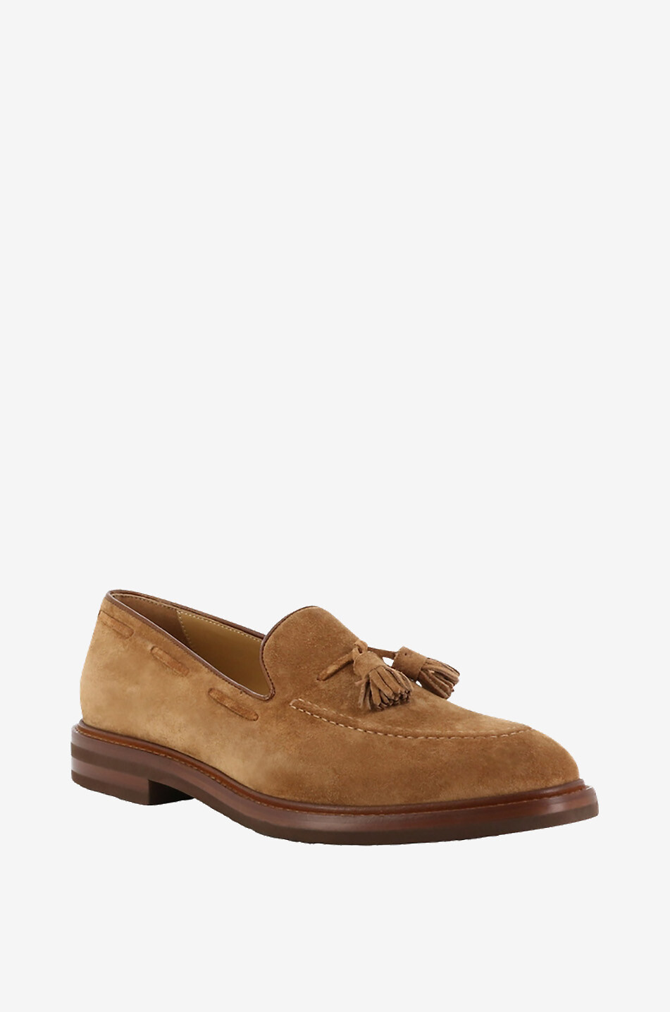 BRUNELLO CUCINELLI Mocassins en daim à pampilles Homme MARRON MOYEN 1