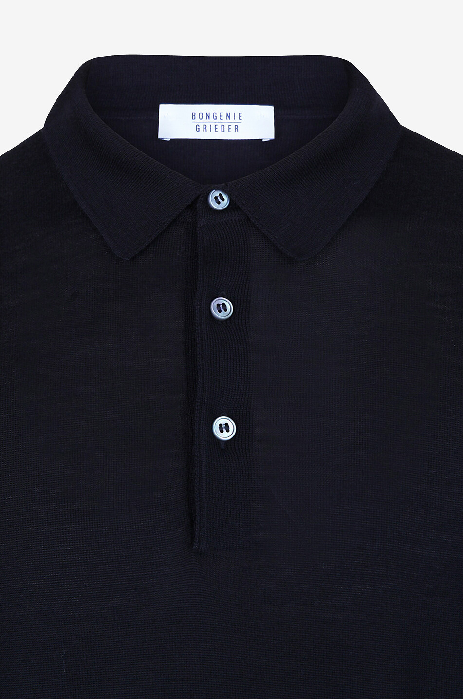 BONGÉNIE Polo en maille fine à manches longues Homme NOIR 3