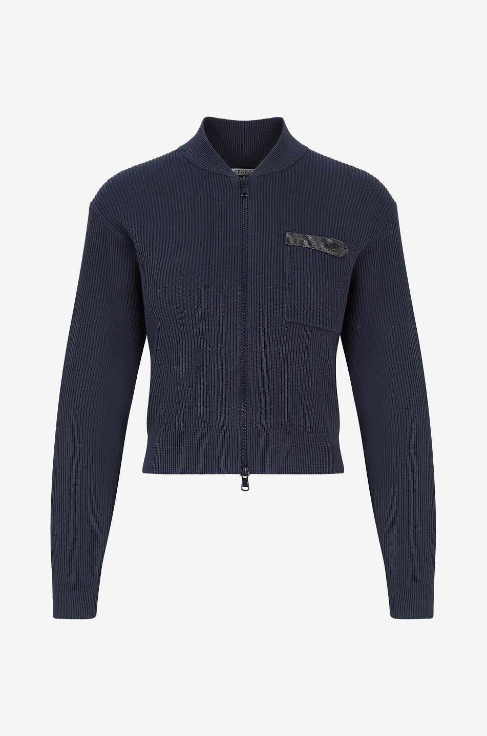 Cardigan aus Baumwolle mit Reissverschluss Shiny Tab