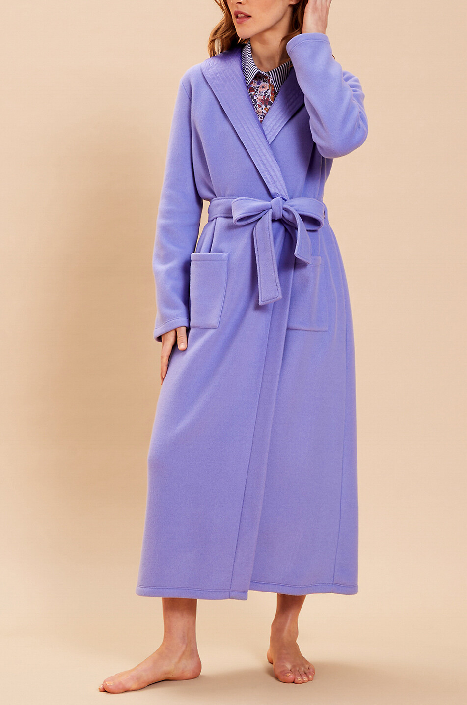 Prose long fleece and satin bathrobe