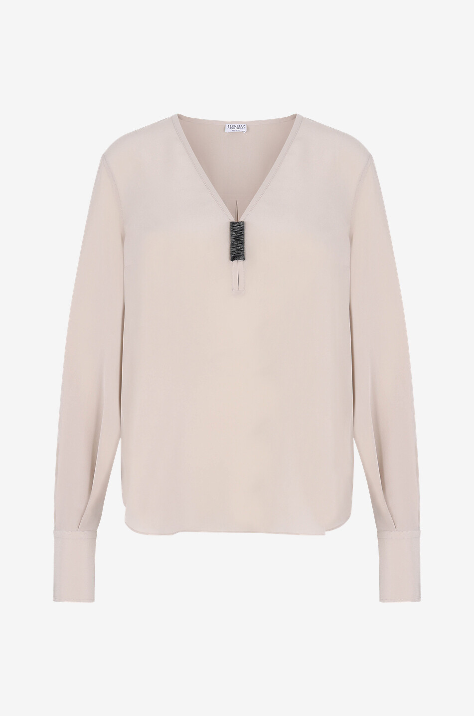 Blouse en crêpe de soie à col V Shiny Detail