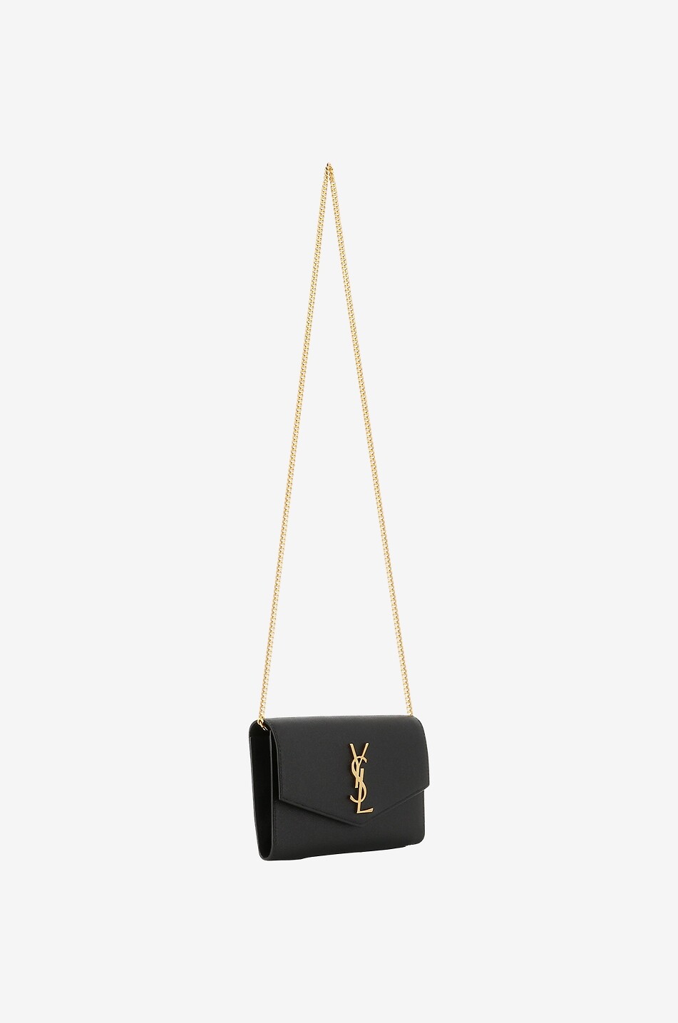 SAINT LAURENT PARIS Portefeuille chaîne en cuir texturé Uptown Femme NOIR 2