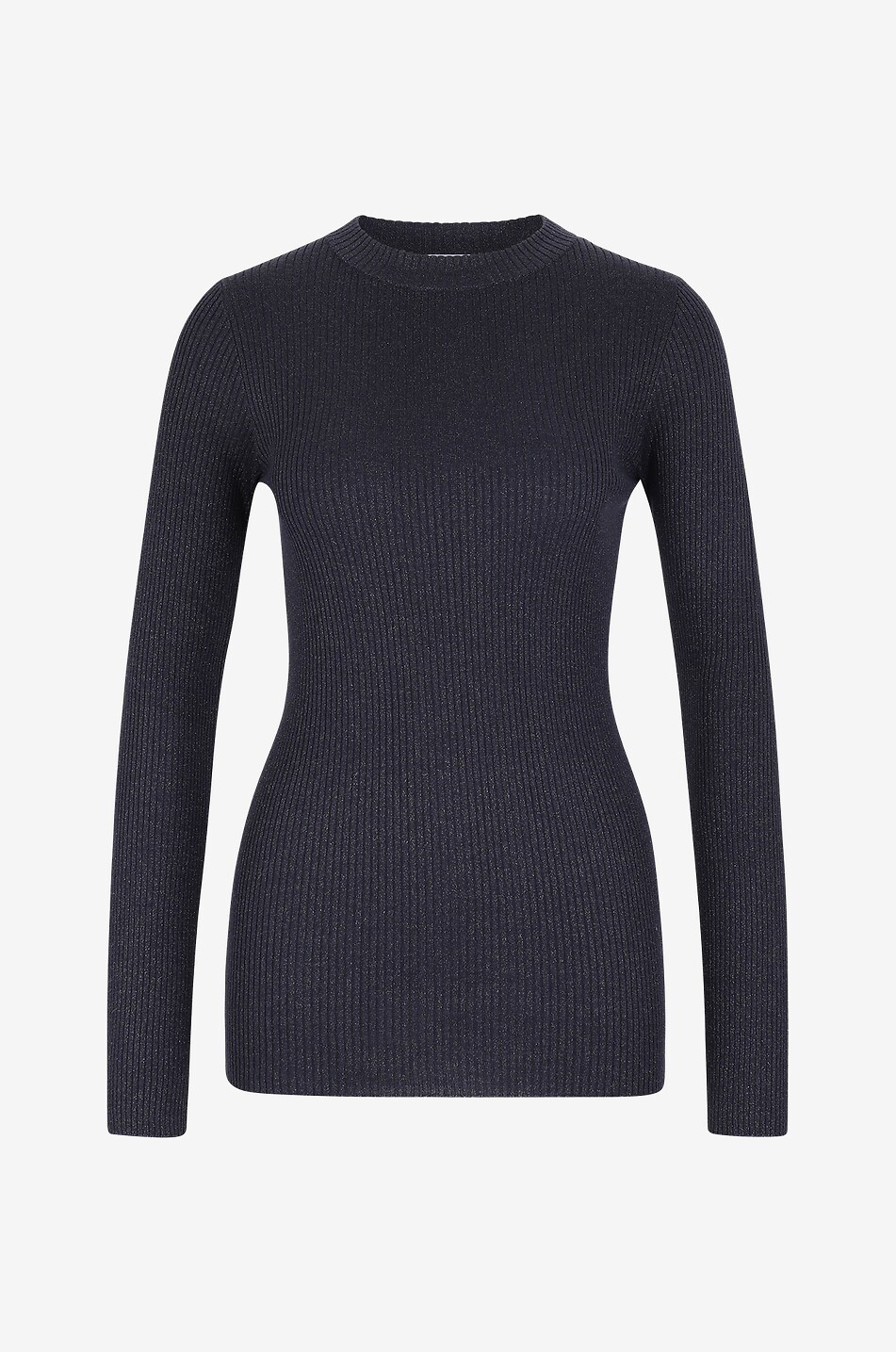 BRUNELLO CUCINELLI Pull chaussette côtelé lamé à col rond Femme BLEU FONCE 1
