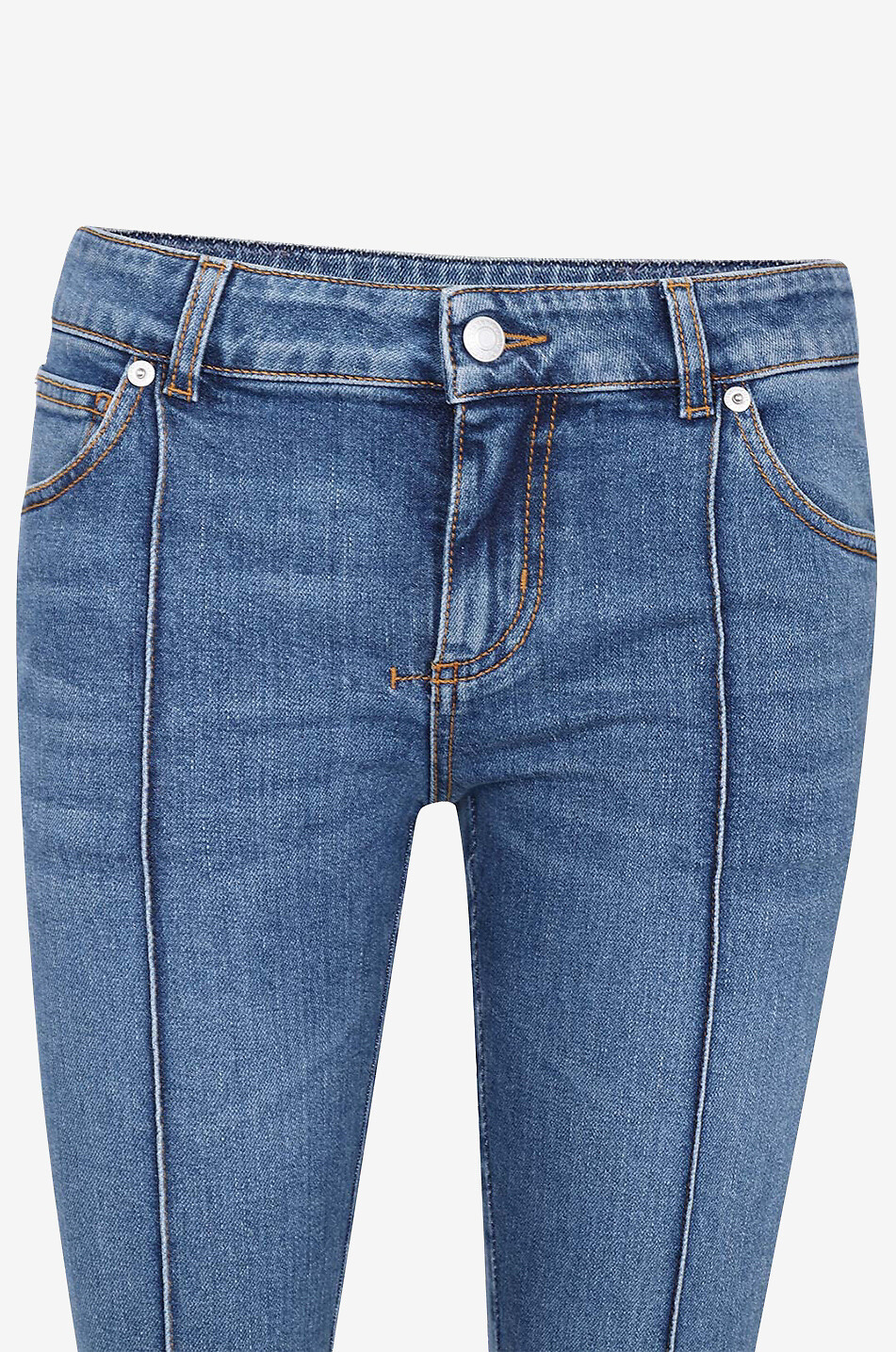 Verkürzte Skinny-Jeans mit niedrigem Bund Bumster Stone Wash