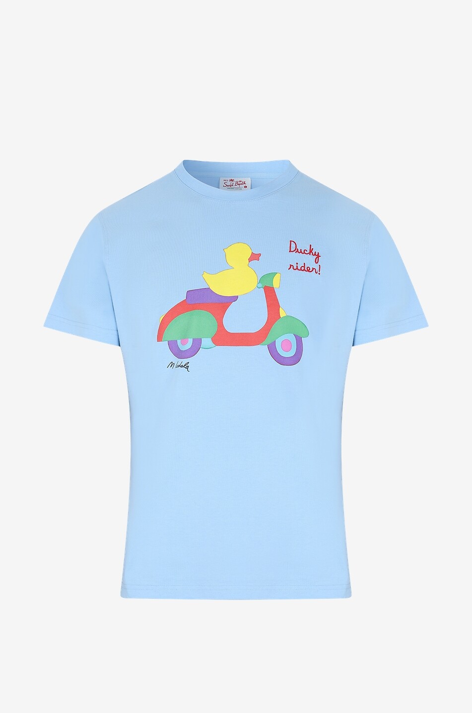 MC2 SAINT BARTH Ducky Rider cotton short-sleeved T-shirt Men LIGHT BLUE 1