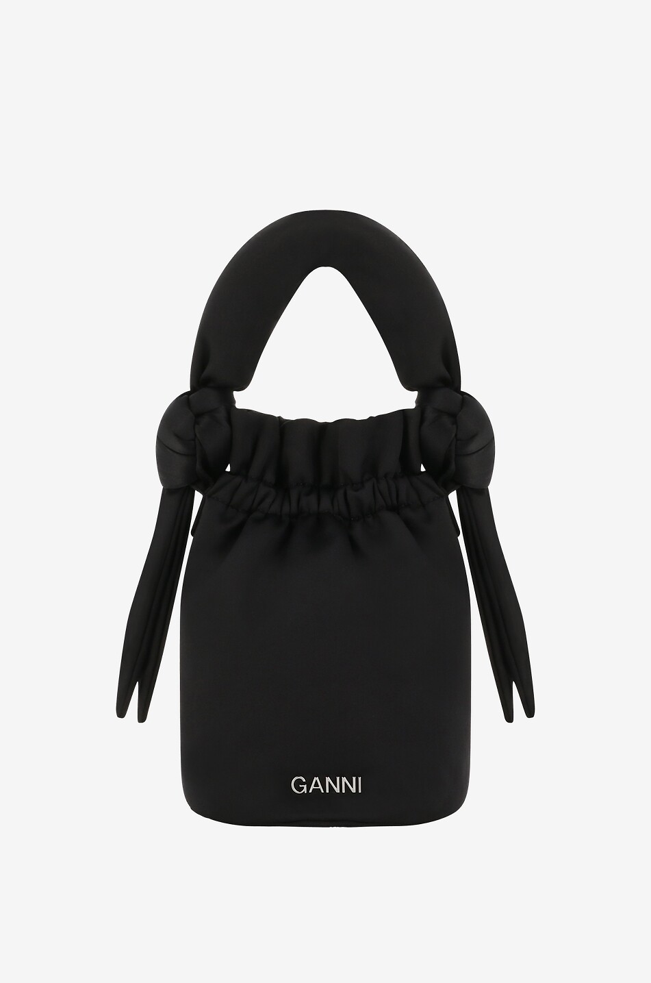 Occasion Top Handle Knot mini satin bucket bag
