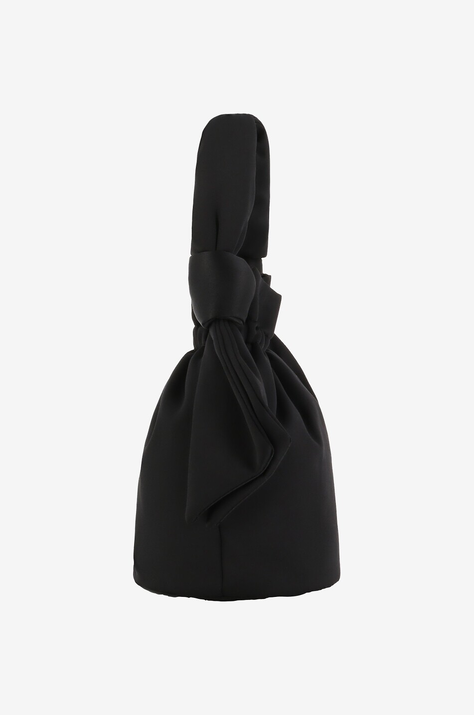 GANNI Occasion Top Handle Knot mini satin bucket bag Women BLACK 4