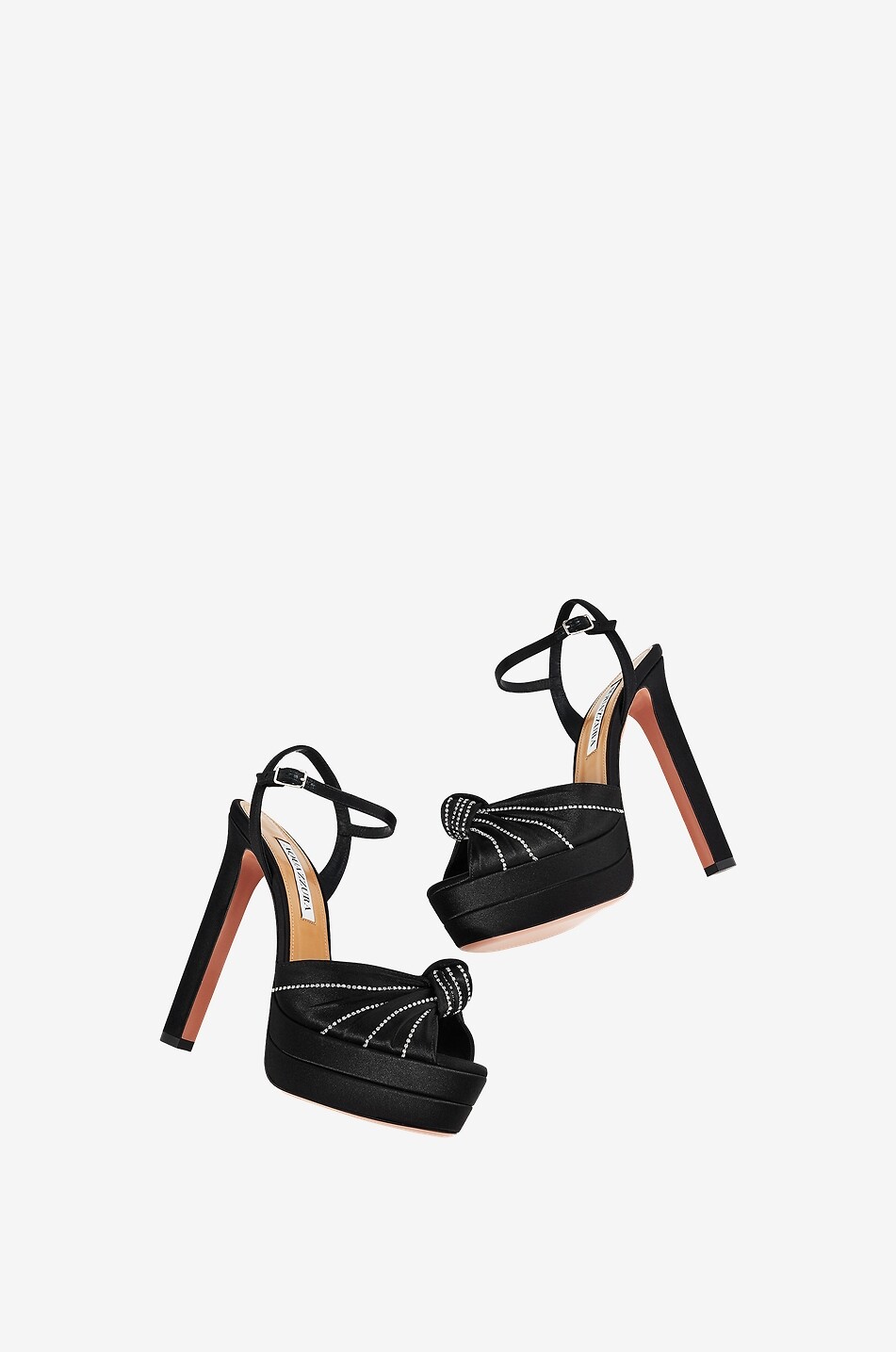 AQUAZZURA Sandales à plateau en satin et cristaux Atelier Crystal 130 Femme NOIR 4