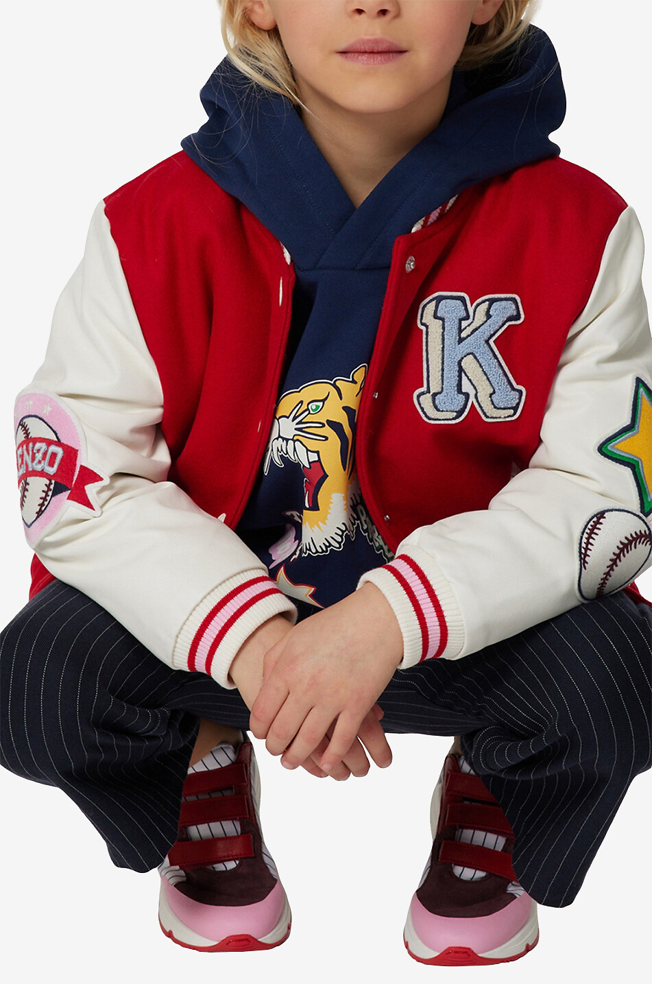 Sweat-shirt en coton fille Kenzo Club Varsity Jungle