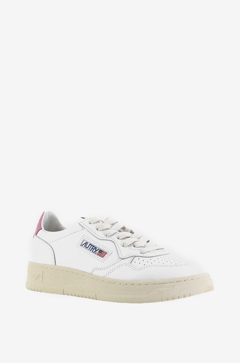 AUTRY Medalist low-top lace-up sneakers with pink accent Women WHITE 1