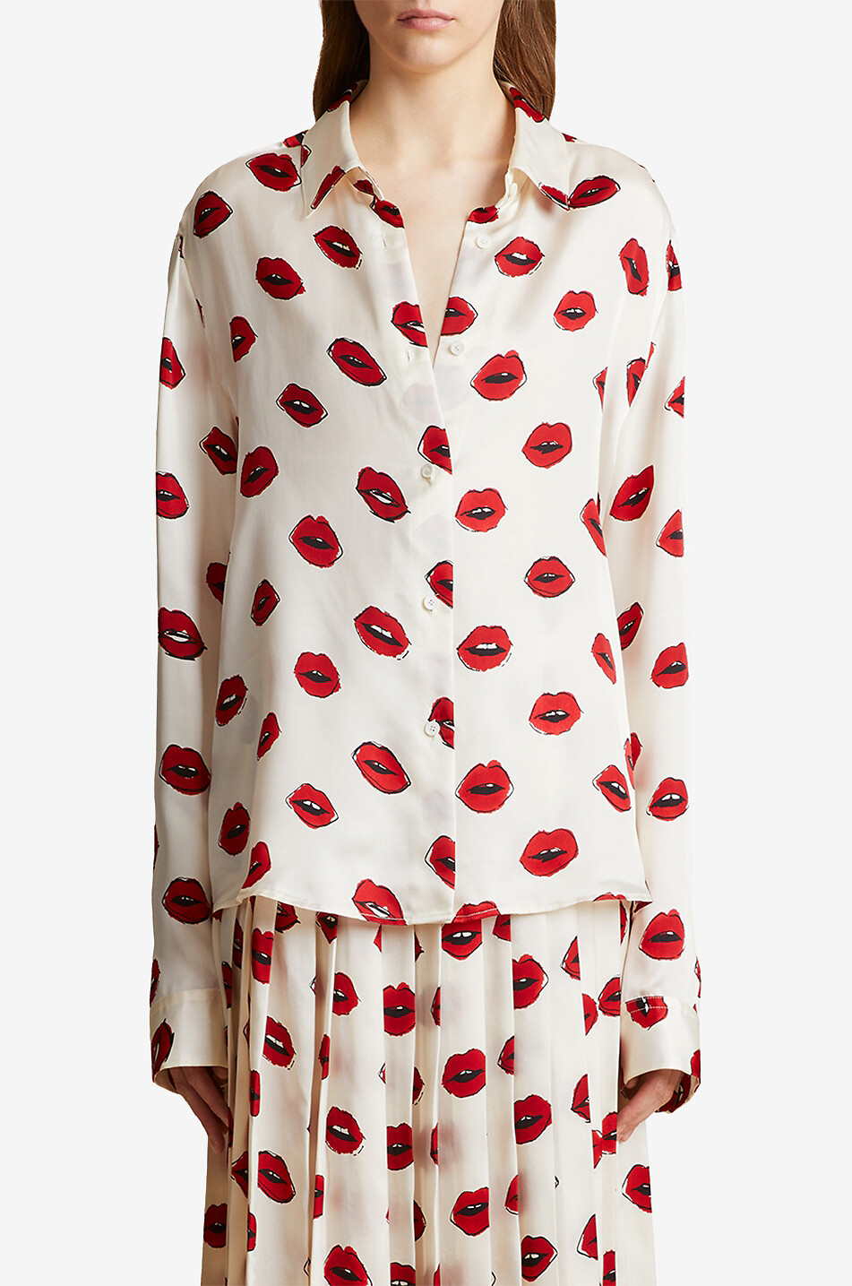 KHAITE Argo lip printed shirt Women EGGSHELL 2