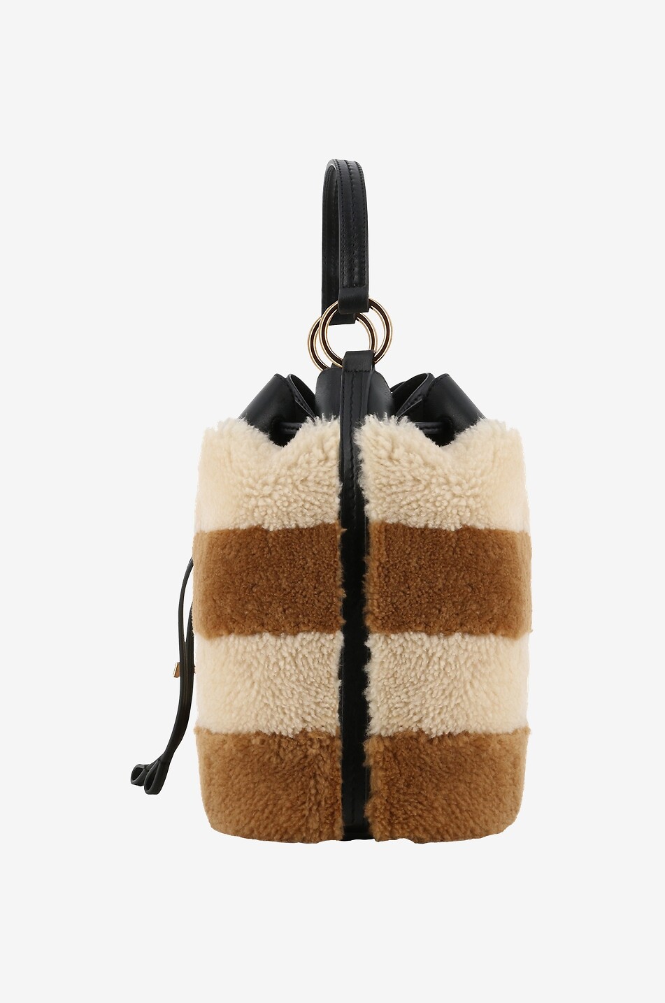 TOD'S Timeless T Small striped bi-material bucket bag Women MULTI COLOURED 4