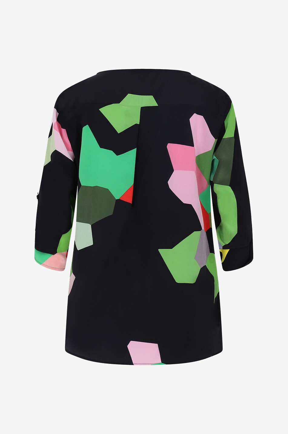Top à manches trois quarts en soie motif kaléidoscope