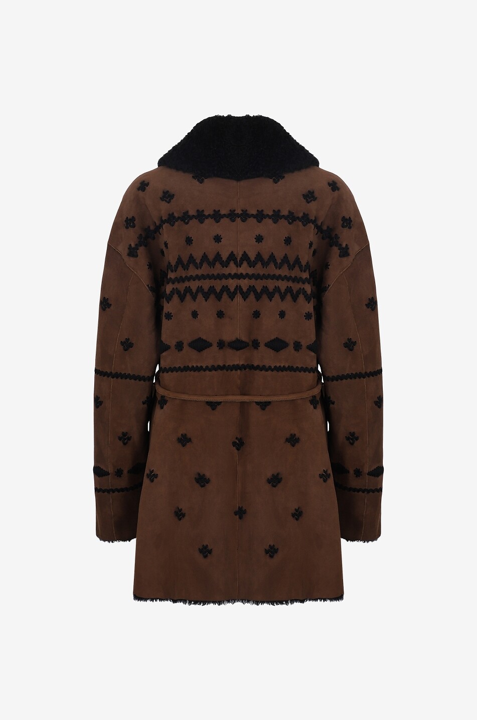 NOVE LEDER Manteau brodé en daim Deli Femme MARRON 2