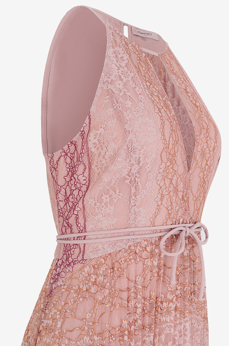 Robe longue à jupe plissée rayée