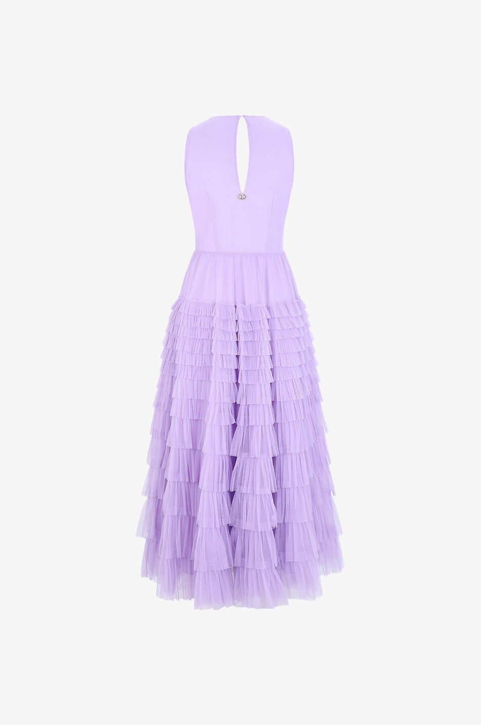 Robe longue sans manches à jupe volantée