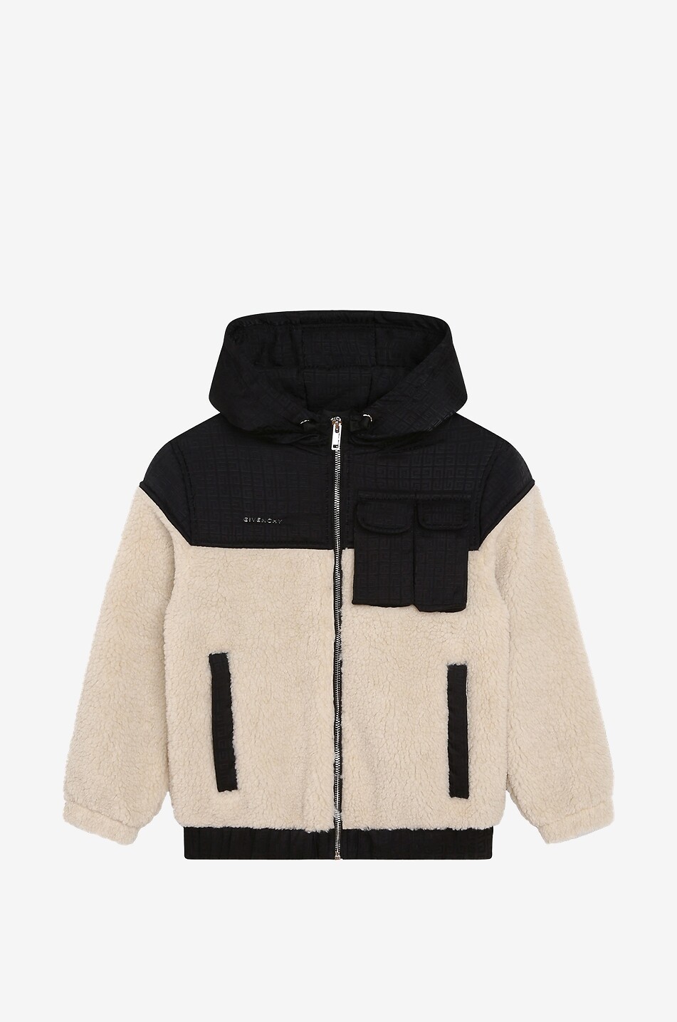 4G boy's plush and jacquard bomber jacket