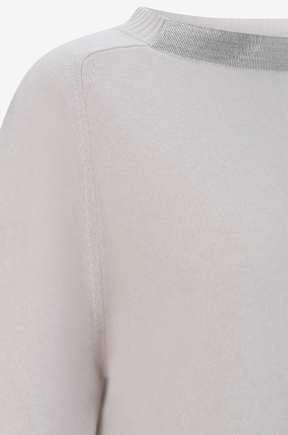 Kaschmirpullover mit glitzerndem Stehkragen und Raglanärmeln