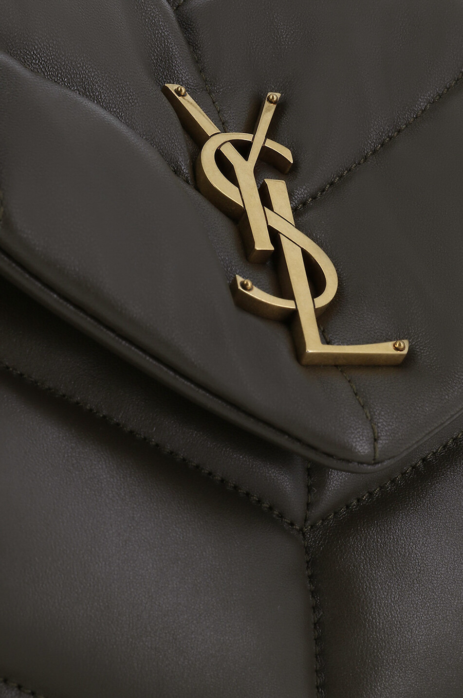 SAINT LAURENT PARIS Puffer Small quilted lambskin shoulder bag Women KHAKI 6