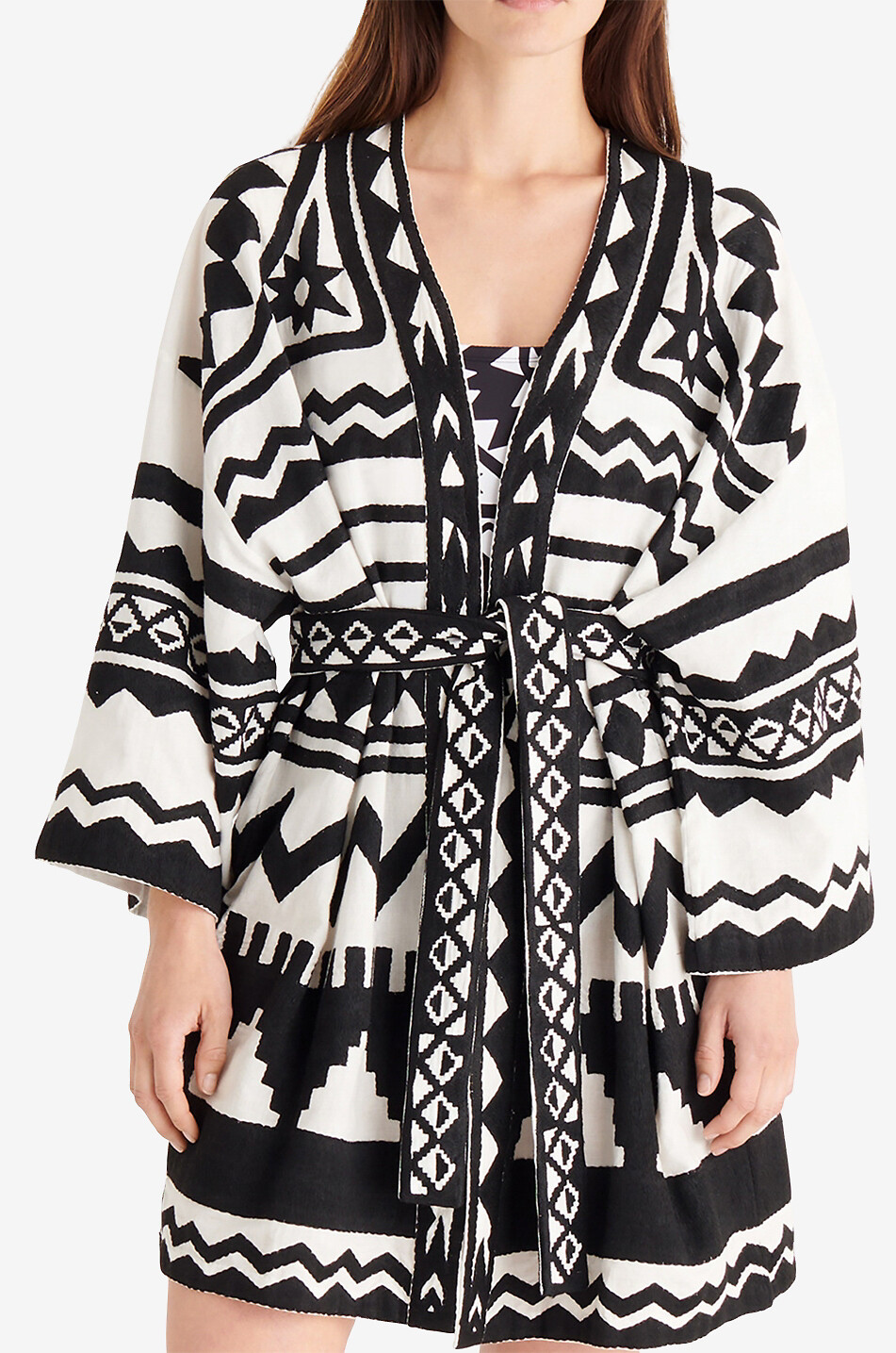 ERES Silence patterned cotton kimono Women BLACK 2