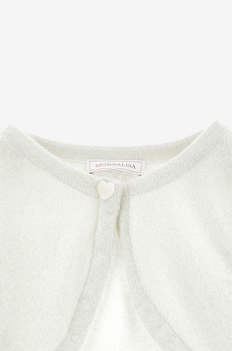 MONNALISA Cropped glittering girl's cardigan Girl EGGSHELL 3