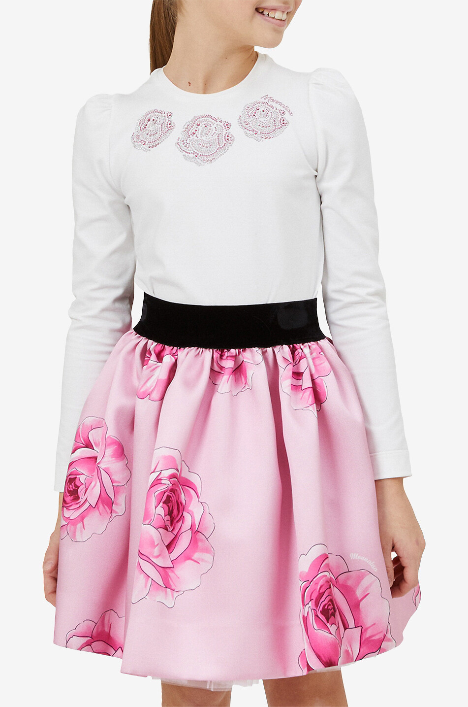Mädchen-Langarm-T-Shirt mit Krisallen Roses