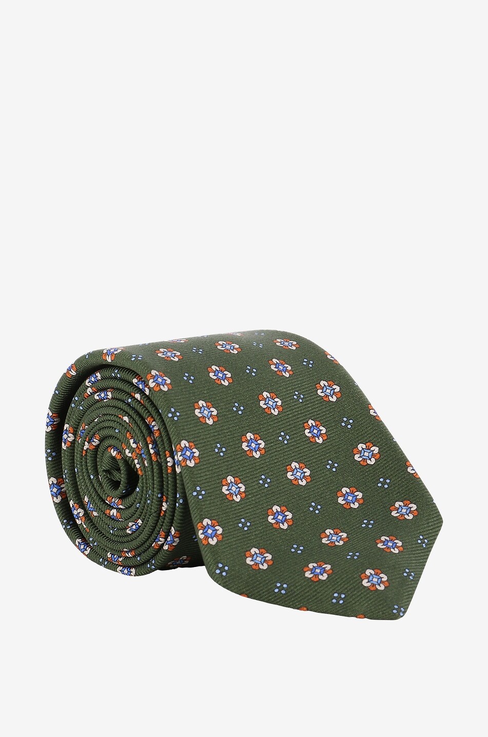 Cravate en sergé imprimé fleurs et pois