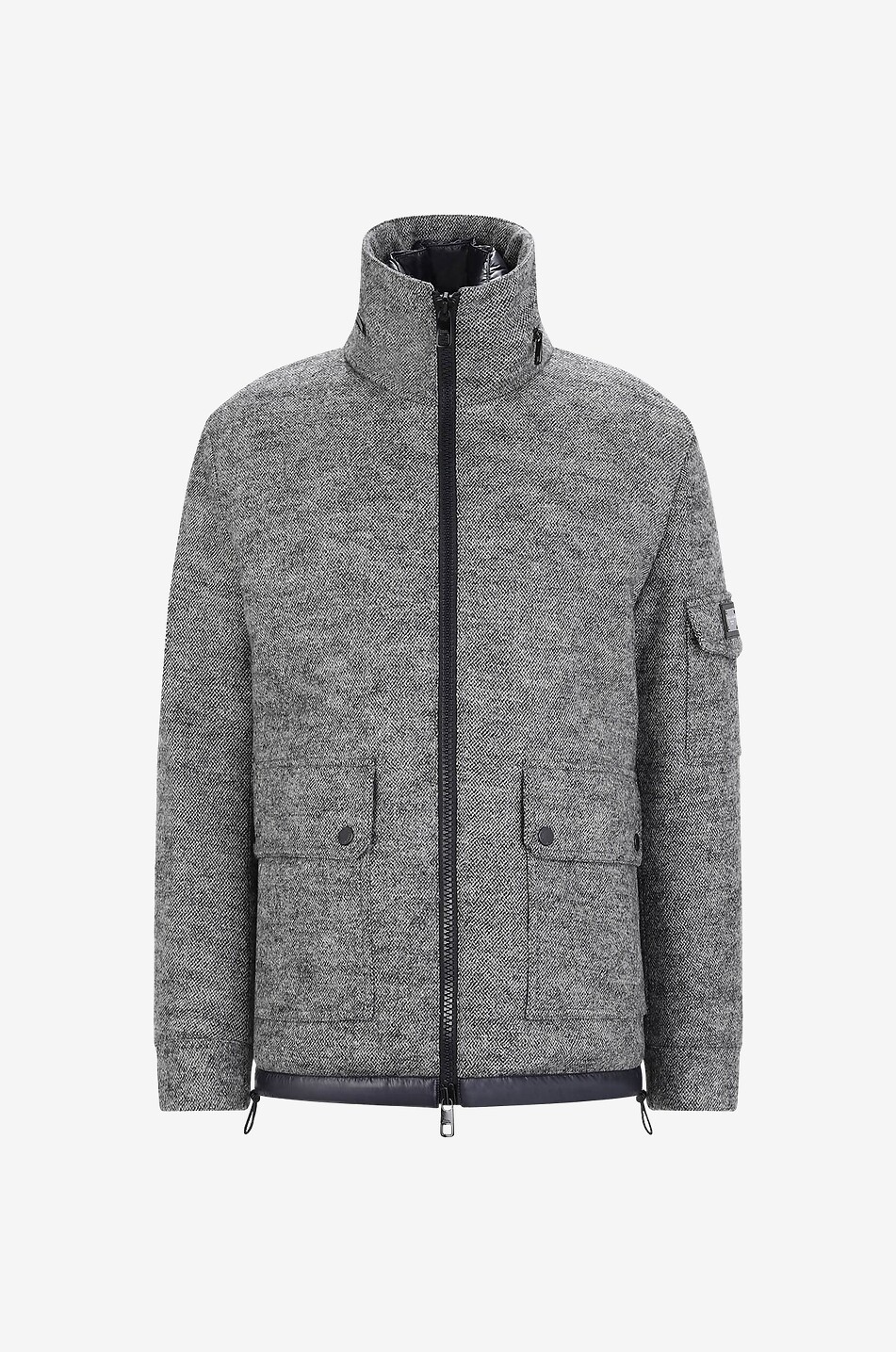 Gefütterte Wolljacke mit Logo-Plakette