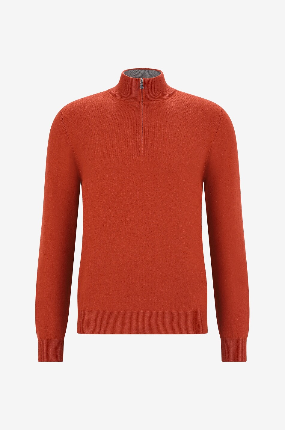 Pull fin col montant zippé en cachemire