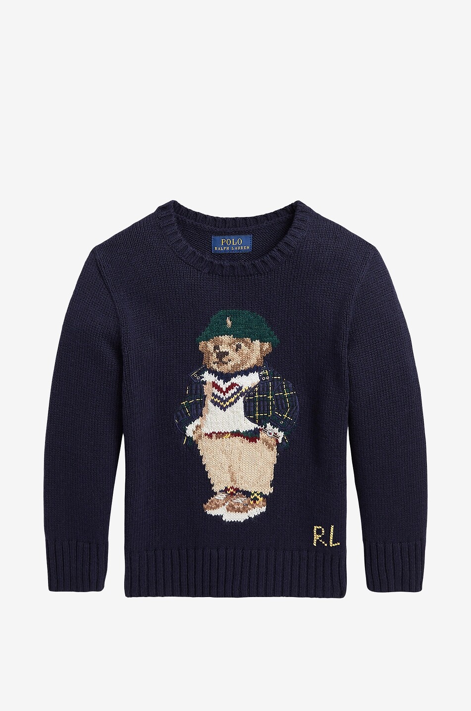 Pull jacquard garçon en coton Polo Bear