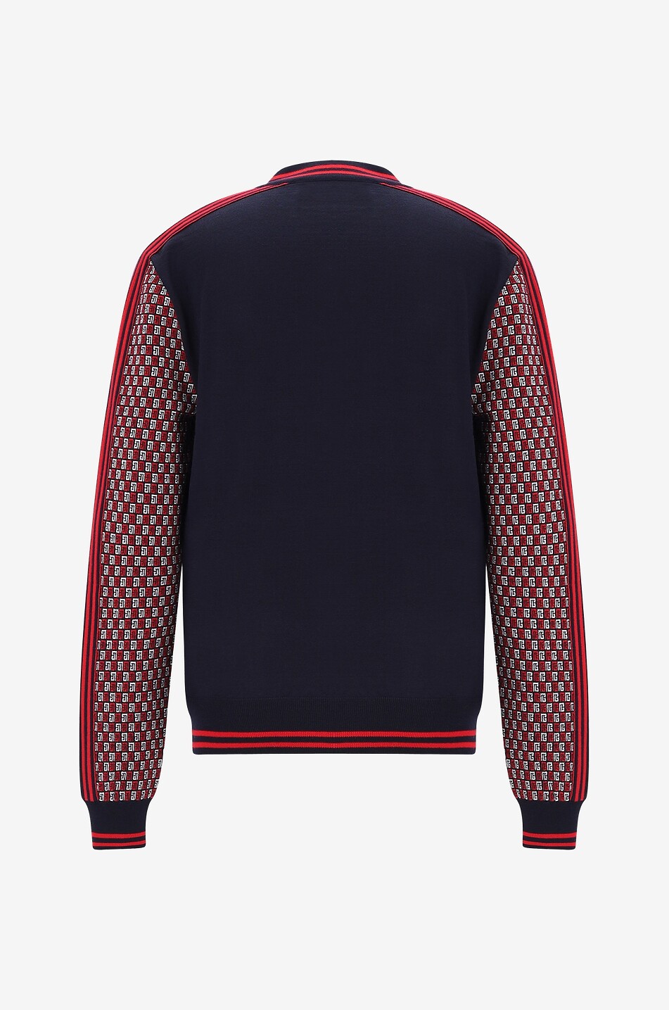 Jacquard-Cardigan aus Wolle mit V-Ausschnitt Monogramme