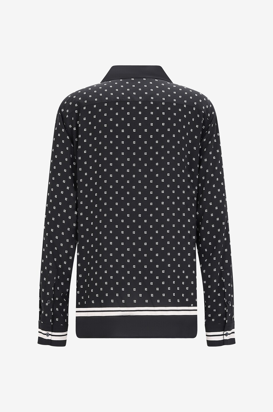 BALMAIN Scarf print adorned fluid long-sleeved shirt Men Colourless 2