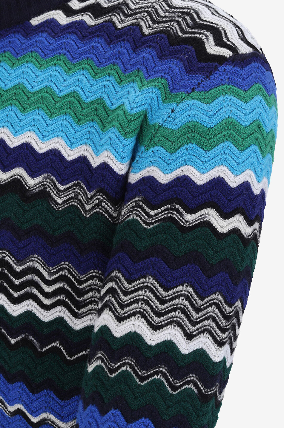 MISSONI Schmaler Rundhals-Fischgrätenstrick-Pullover Herren MITTELBLAU 3