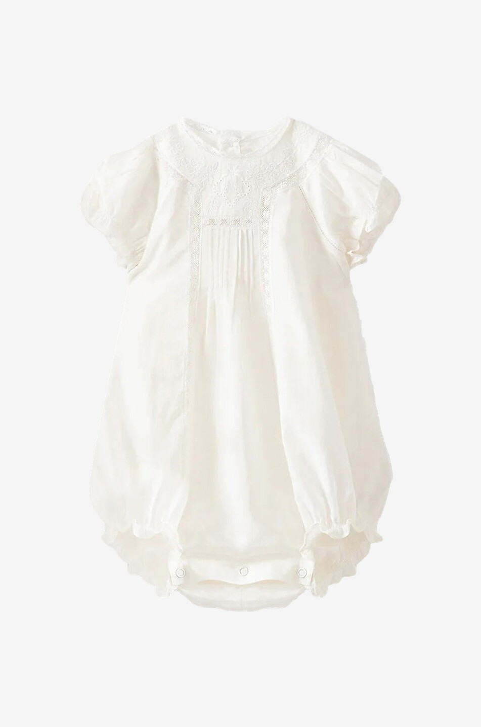 Baby-Kurzstrampler aus Baumwollvoile und Spitze Lotti