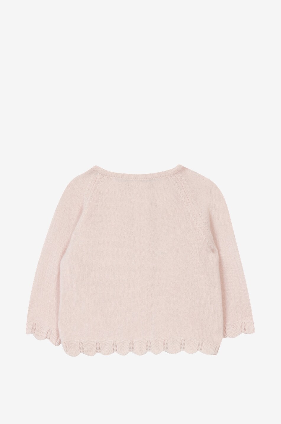 Cashmere baby cardigan with scallops