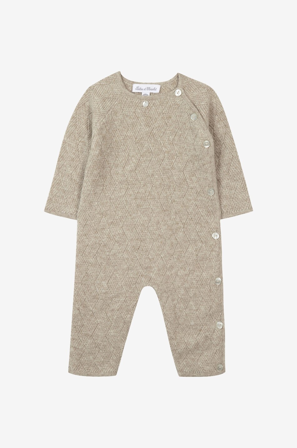 TARTINE ET CHOCOLAT Combinaison bébé en maille losanges en cachemire Bébé BEIGE 1