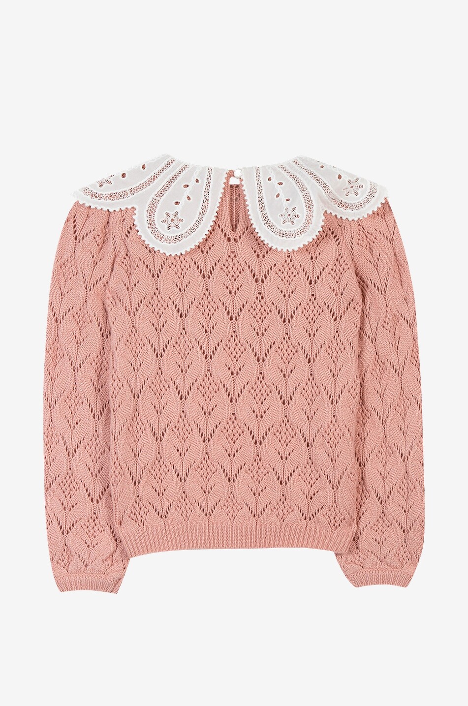 TARTINE ET CHOCOLAT Mädchen-Lochstrickpullover mit Blütenkragen Mädchen HELLROSA 2