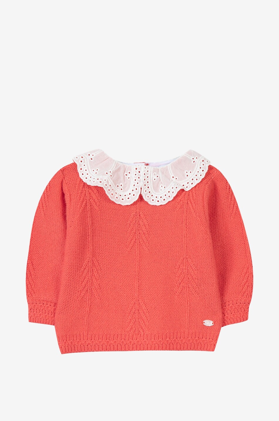 Baby jumper with embroidered Peter Pan collar