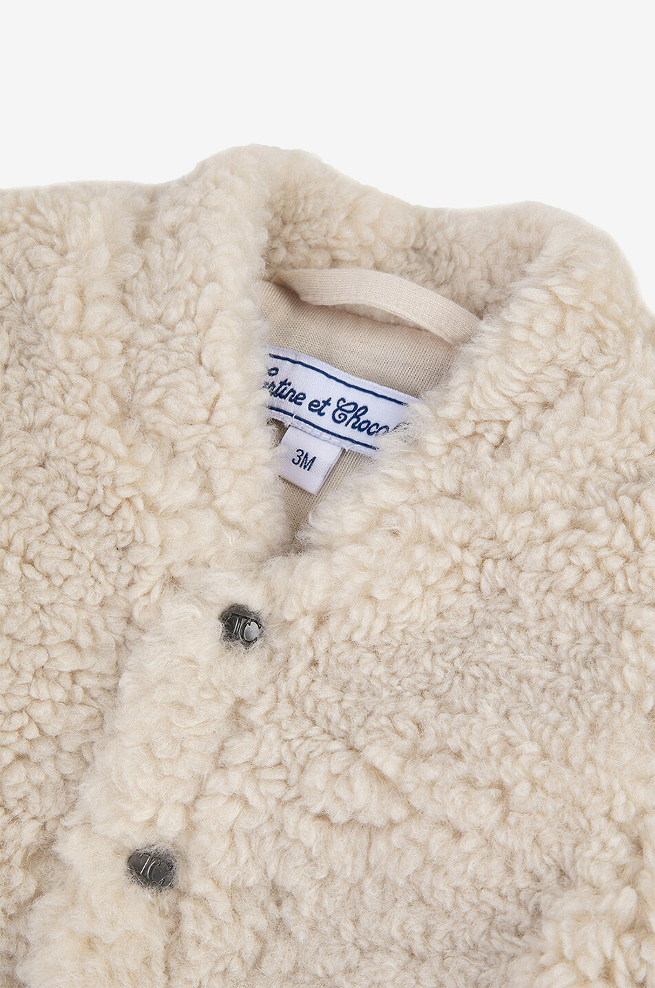 TARTINE ET CHOCOLAT Baby-Teddy-Fleece-Jacke mit Aufnäher Baby CREMEFARBEN 3