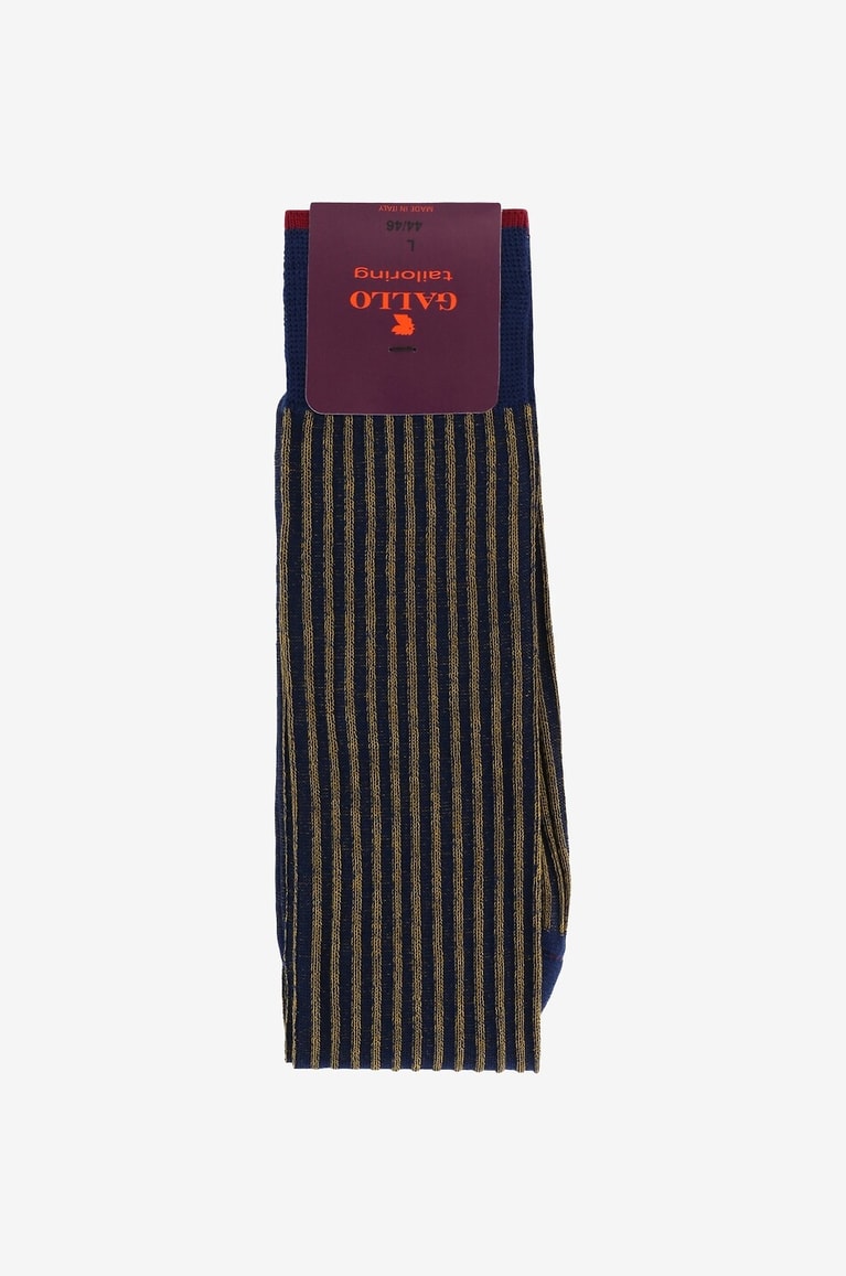 GALLO Chaussettes hautes en laine et coton Twin-Rib Homme BLEU MOYEN 1