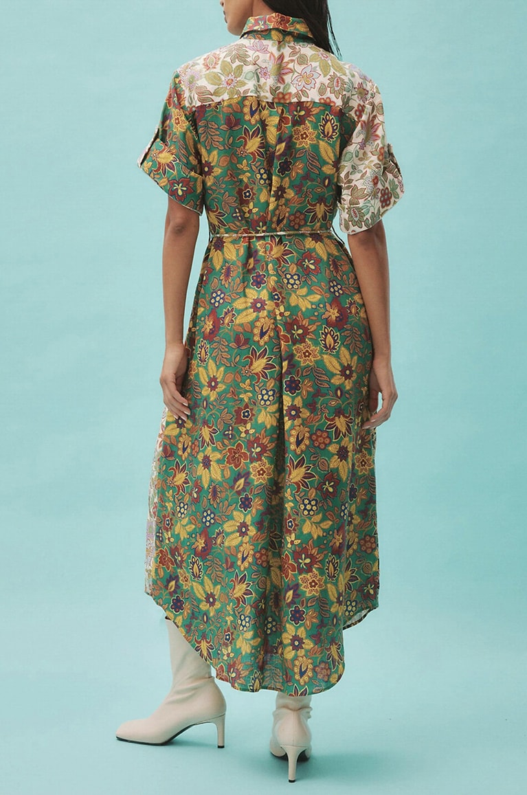 ALEMAIS Isabella Patchwork floral midi linen shirt dress Women MULTI COLOURED 4