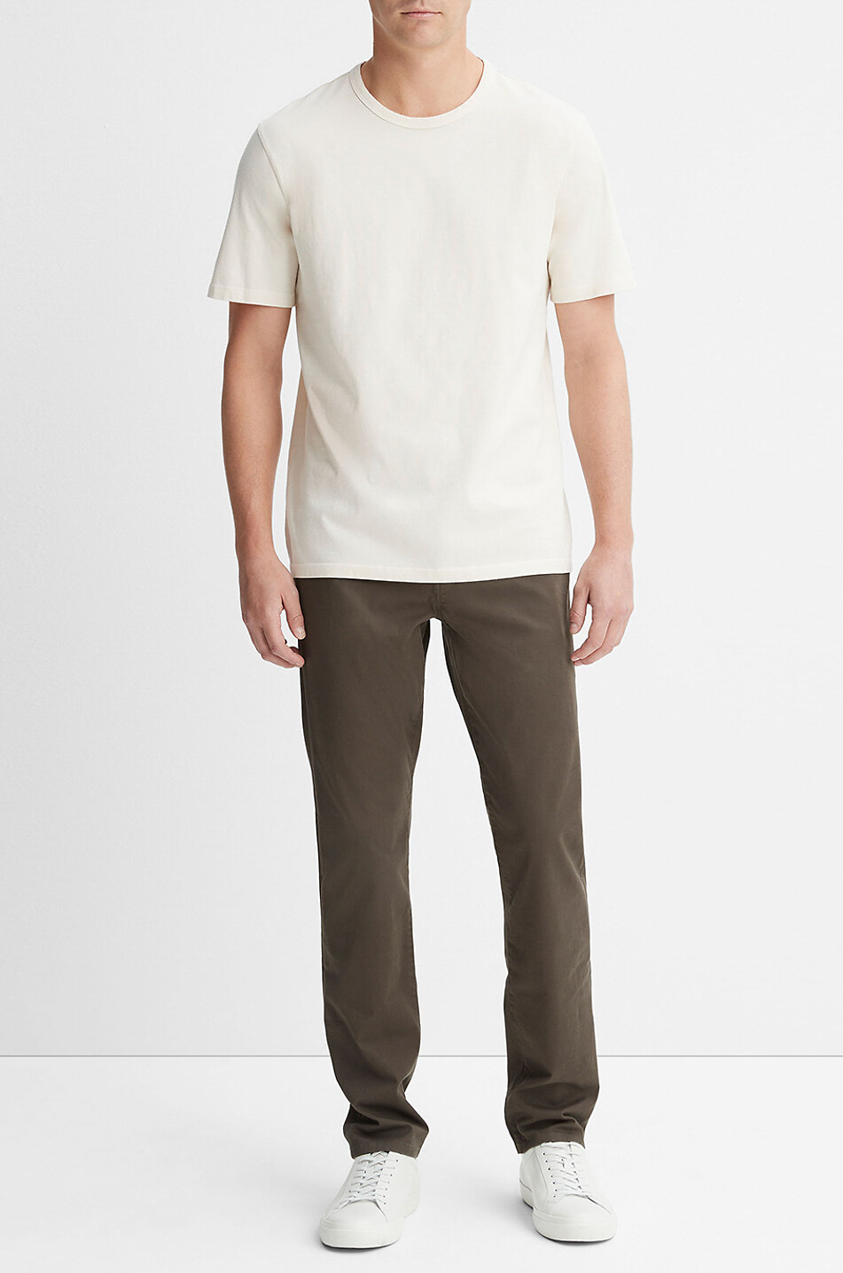 VINCE Garment Dye cotton short-sleeved T-shirt Men EGGSHELL 5