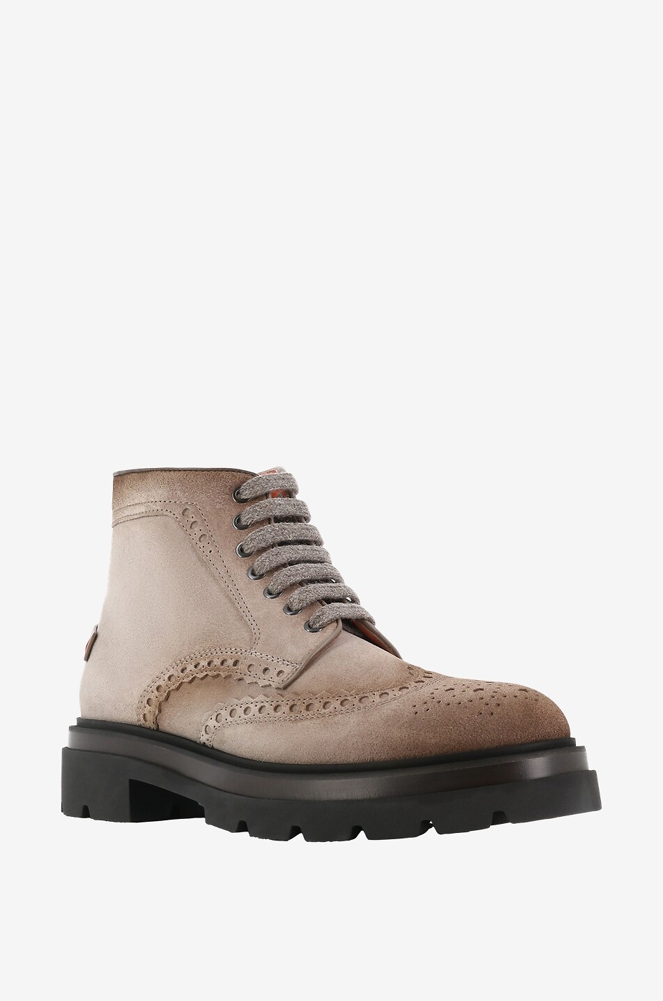 Perforated vintage suede lace-up boots